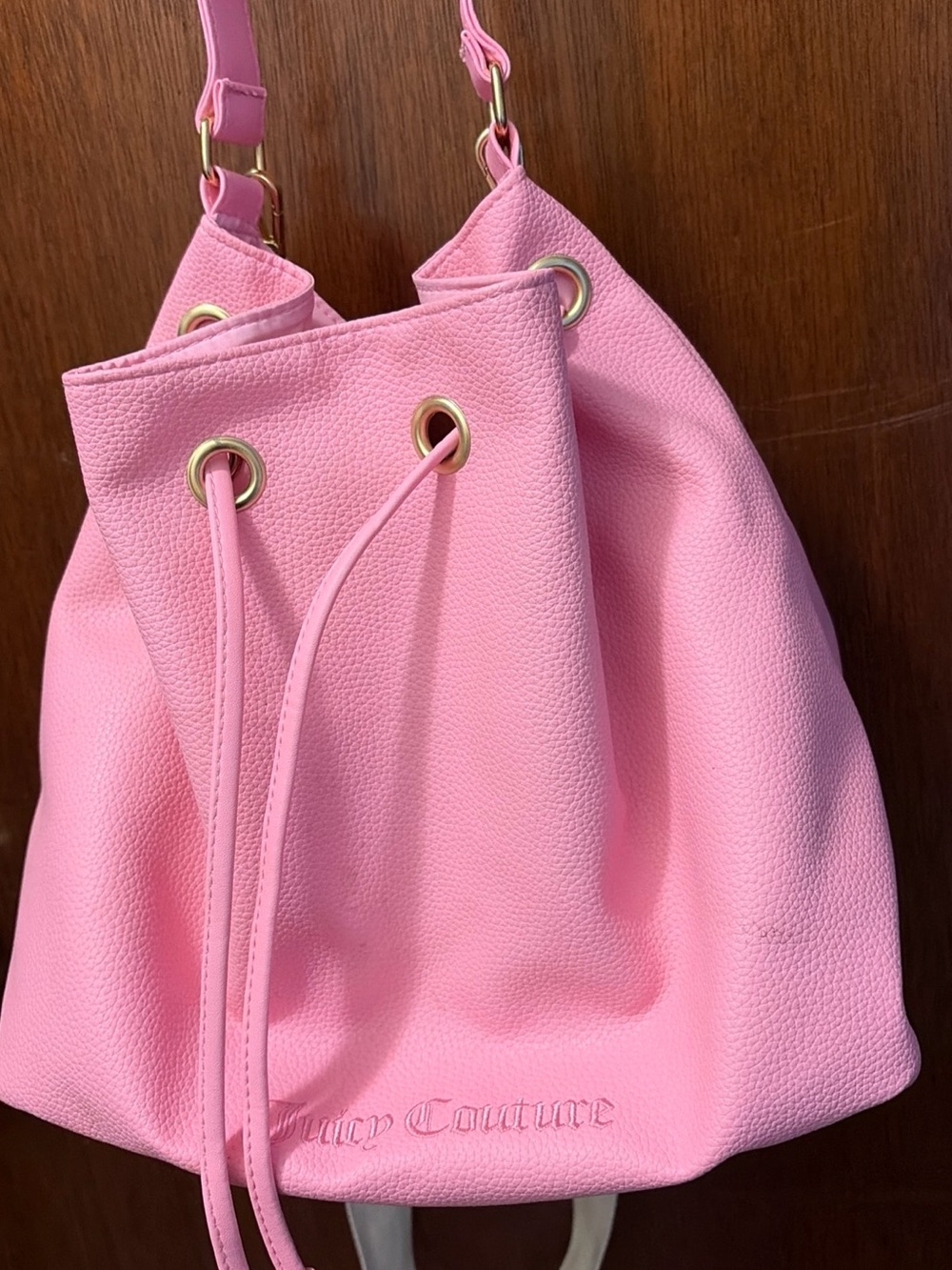 Juicy Couture Pink Pebbled Drawstring Shoulder Bag